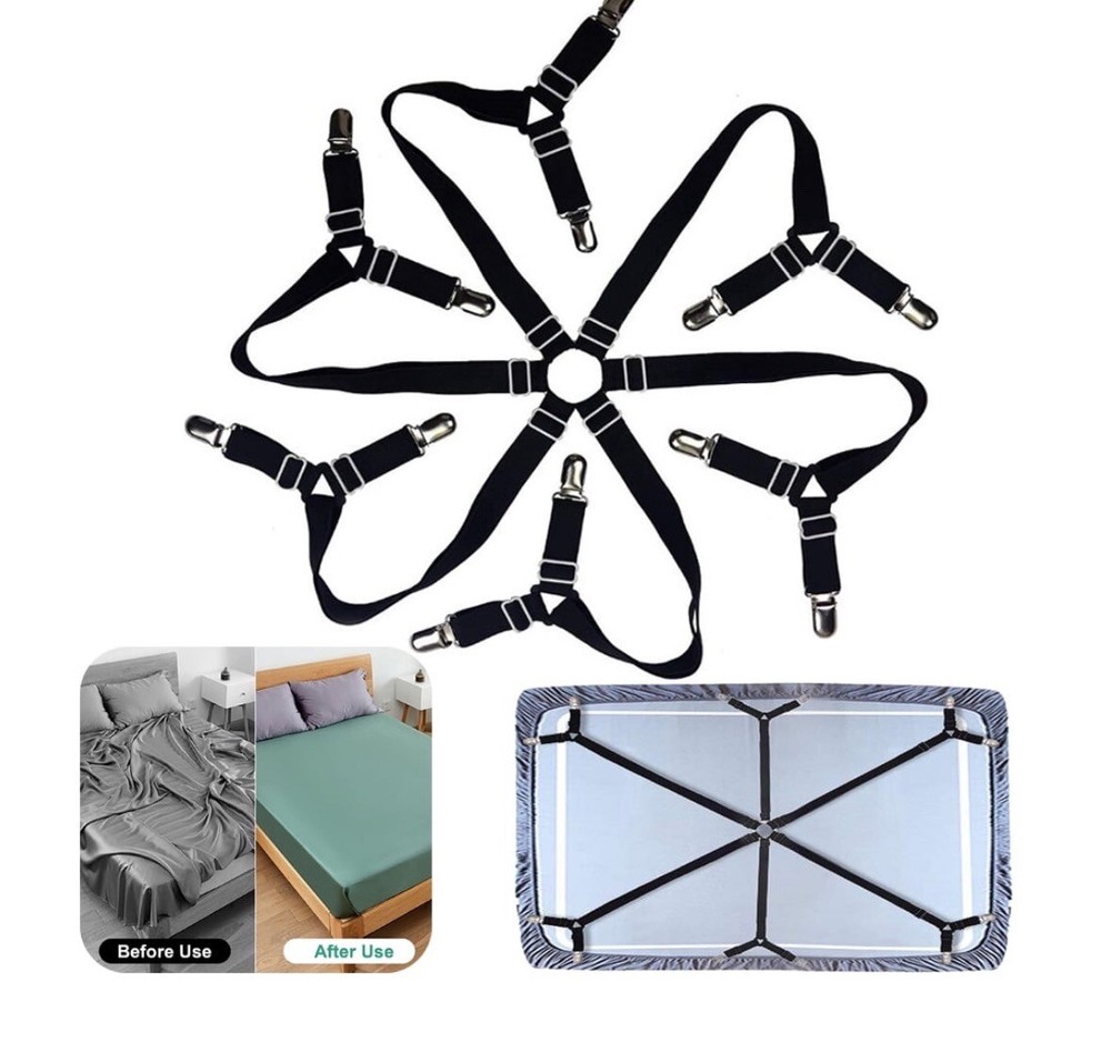 New Bed Sheet Heavy Duty Suspender Clips Adjustable
