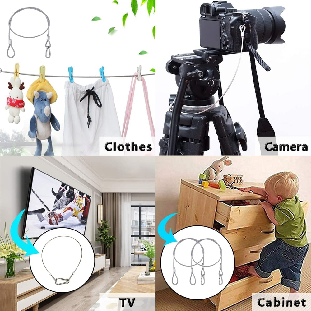 Lsqurel 5 Pack Stage Light Safety Cable Stainless Steel Security Wire for Lighti