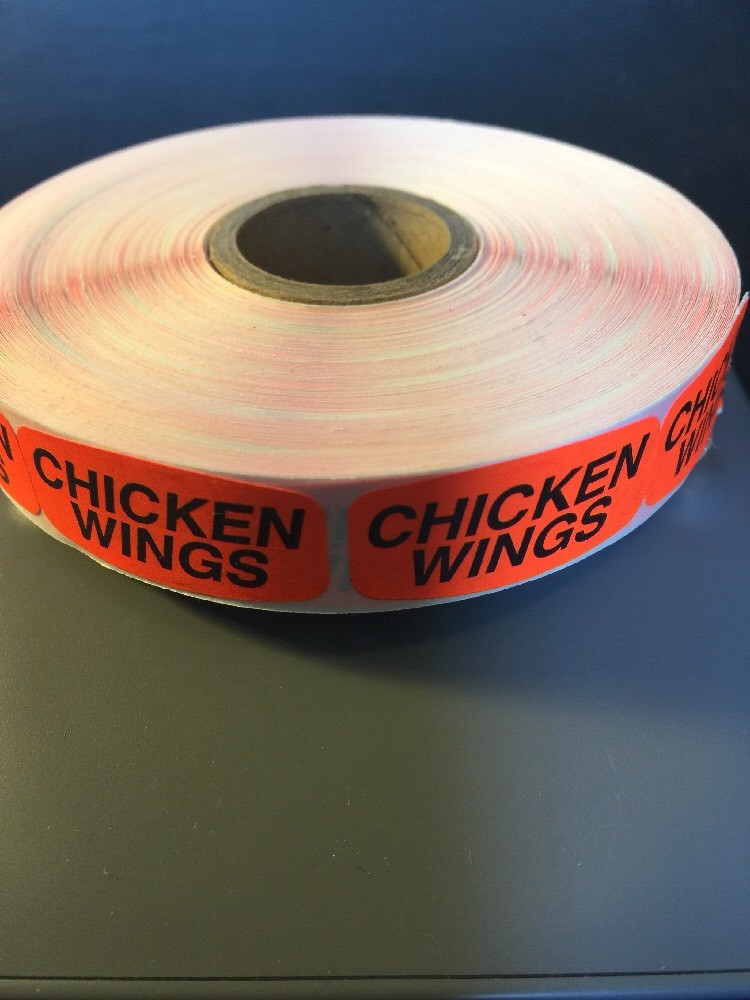 1000 each per roll Chicken Wings LABELS STICKERS