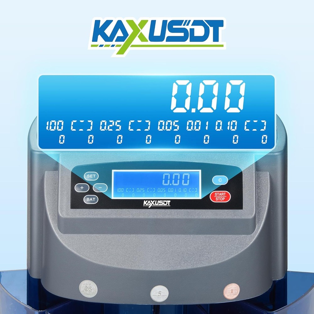 Coin Counter Machine 5 Coin Tubes Change Sorter and Wrapper Roller Machine