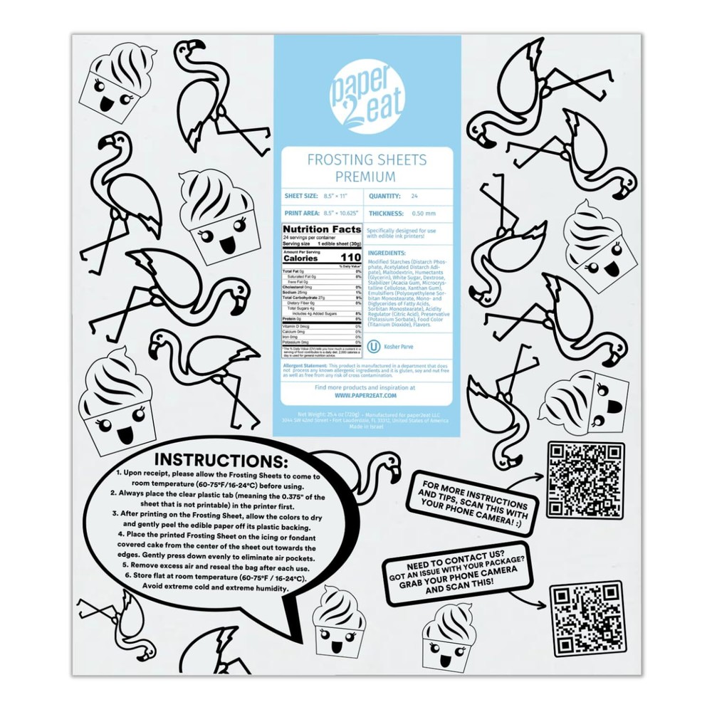 Frosting Sheets Premium 8.5“ x 11“ – 24 count – White Edible Icing Sheets