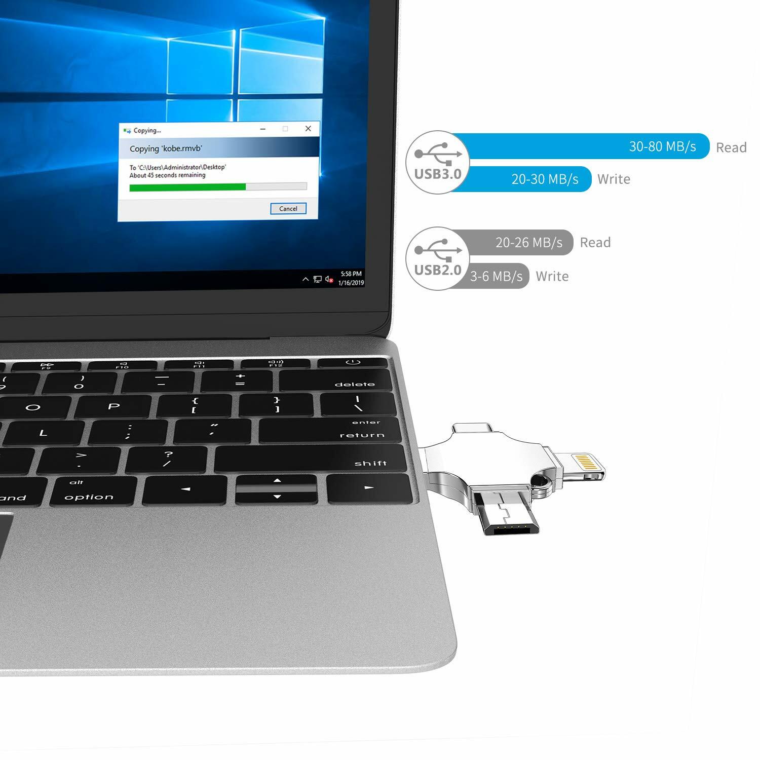 USB 3.0 Flash Drive 128GB Type C Memory Photo Stick for iPhone Android iPad lot