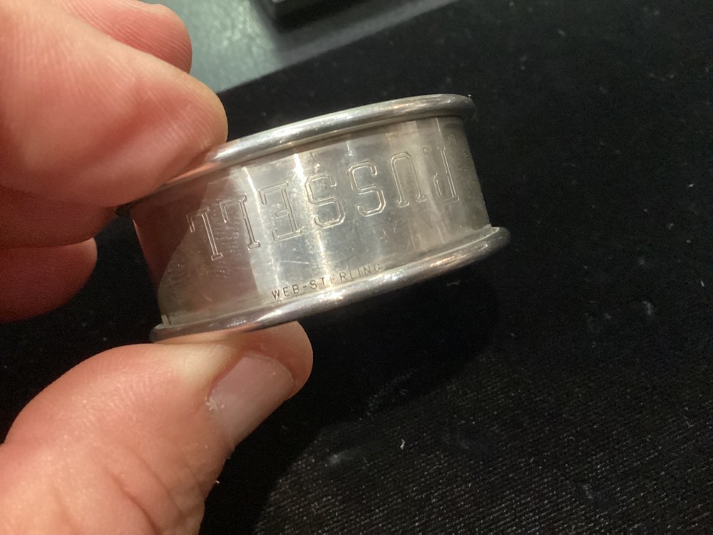 ANTIQUE AUTHENTIC SIGNED WEB STERLING SILVER MONOGRAMED NAPKIN RING MUST SEE NR