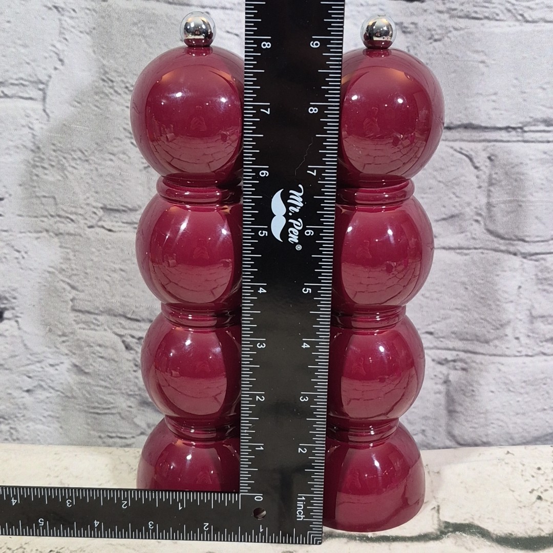 Deep Cherry Red Bobbin Salt And Pepper Mill Grinder 24cm Set Of 2 Addison Ross