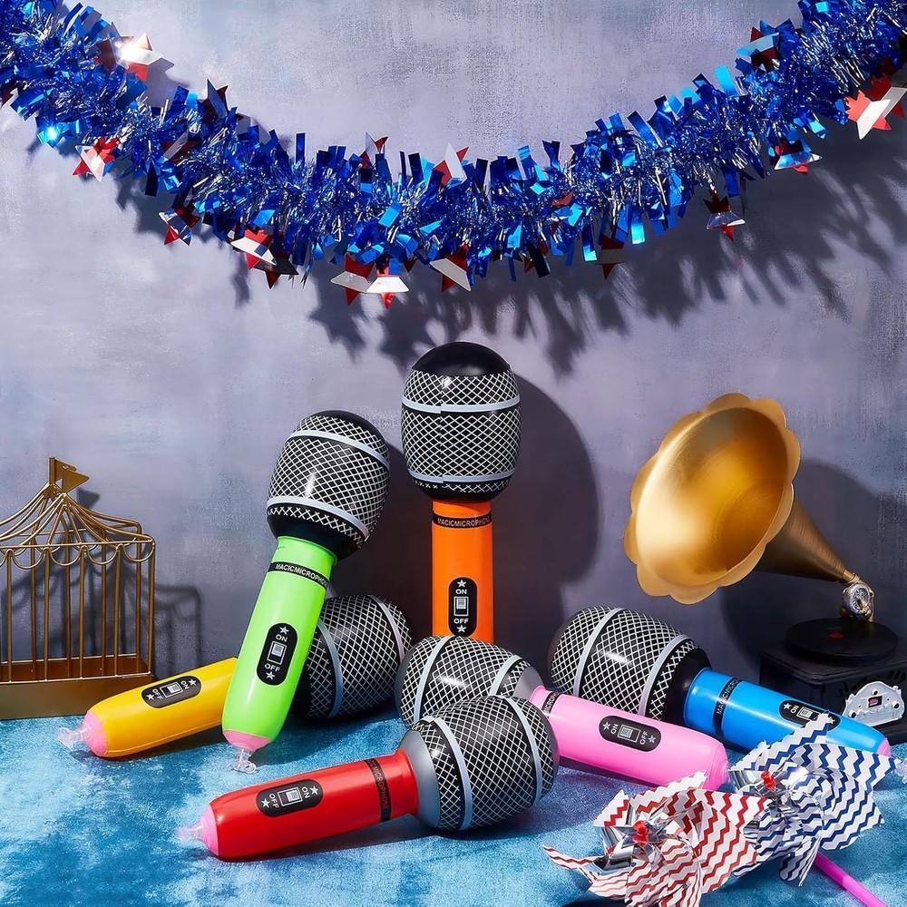42 Assorted Inflatable Microphones for Kids - Fun Party Props & Decorations