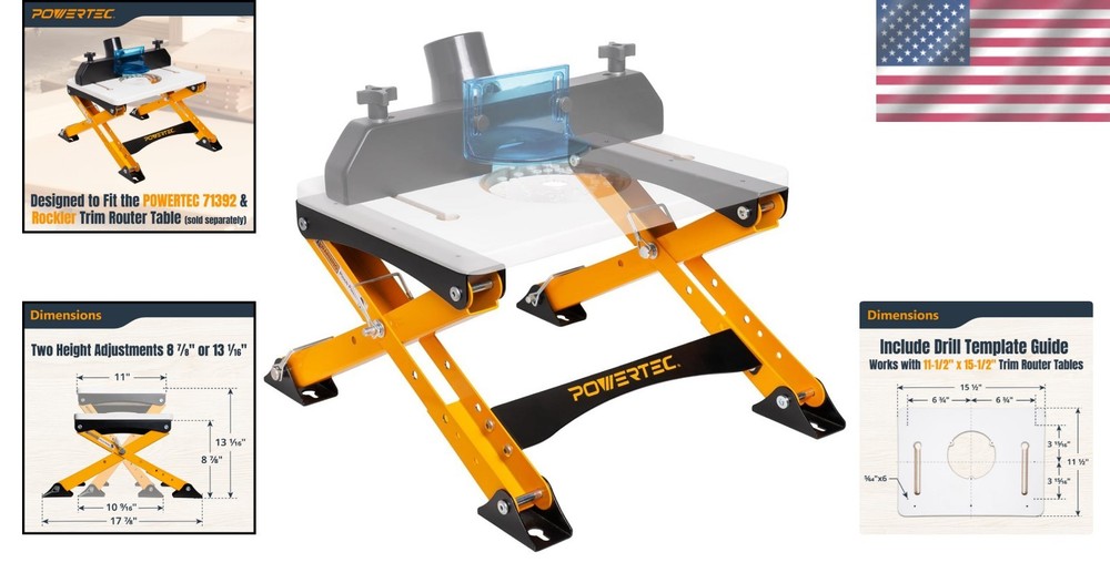 Adjustable Folding Router Table Stand - Space-Saving & Wall-Mount Ready, UT1013