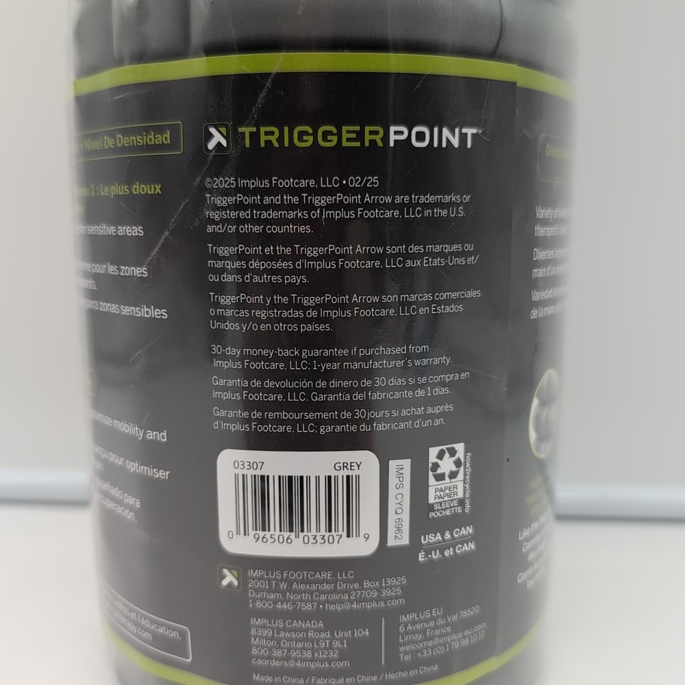 TriggerPoint 18"X 5.5" Solid Core Foam Roller - Gray New