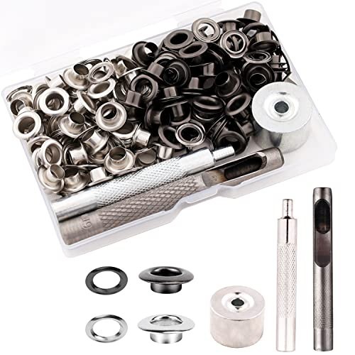 Grommet Tool Kit - 110 Eyelets Set with Installation Tools & Storage Box, Stainl
