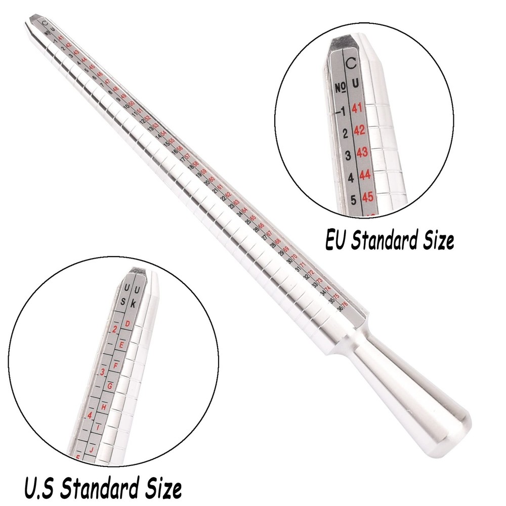Ring Sizer Measuring Tool,4 Sizes Measurement Stick Metal Mandrel Silver