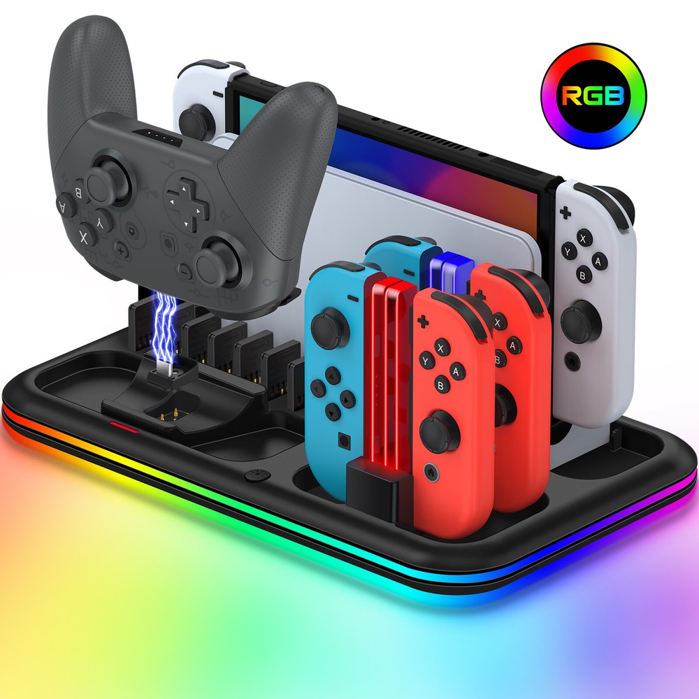 Charging Dock Station LED Switch Controller Charger for Nintendo Switch/OLED
