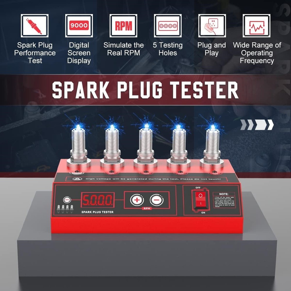 Spark Plug Tester Checker 12V Car Ignition Coil Analyzer Diagnostic Tool 5 Holes