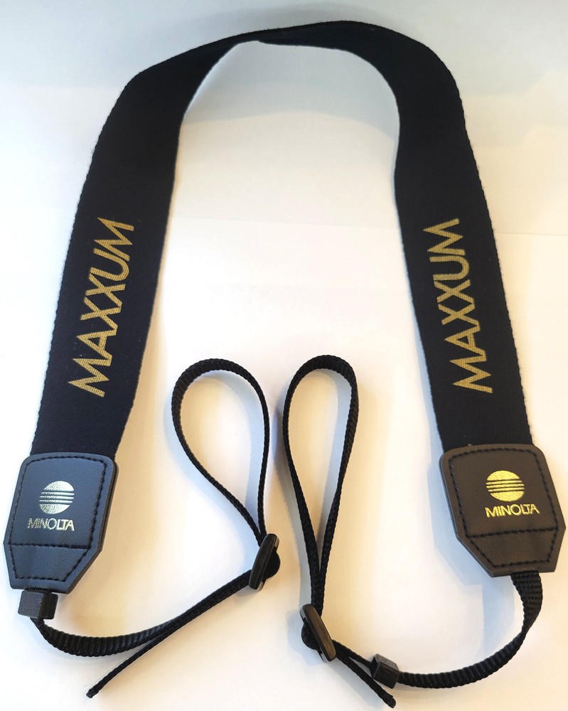 NEW MINOLTA MAXXUM Camera Neck Strap Yellow on Black
