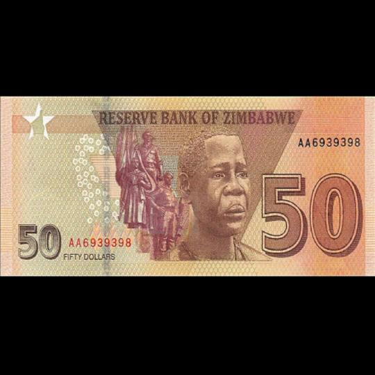50 Dollar UNC Zimbabwe Currency Banknote (2019) - 1 pc