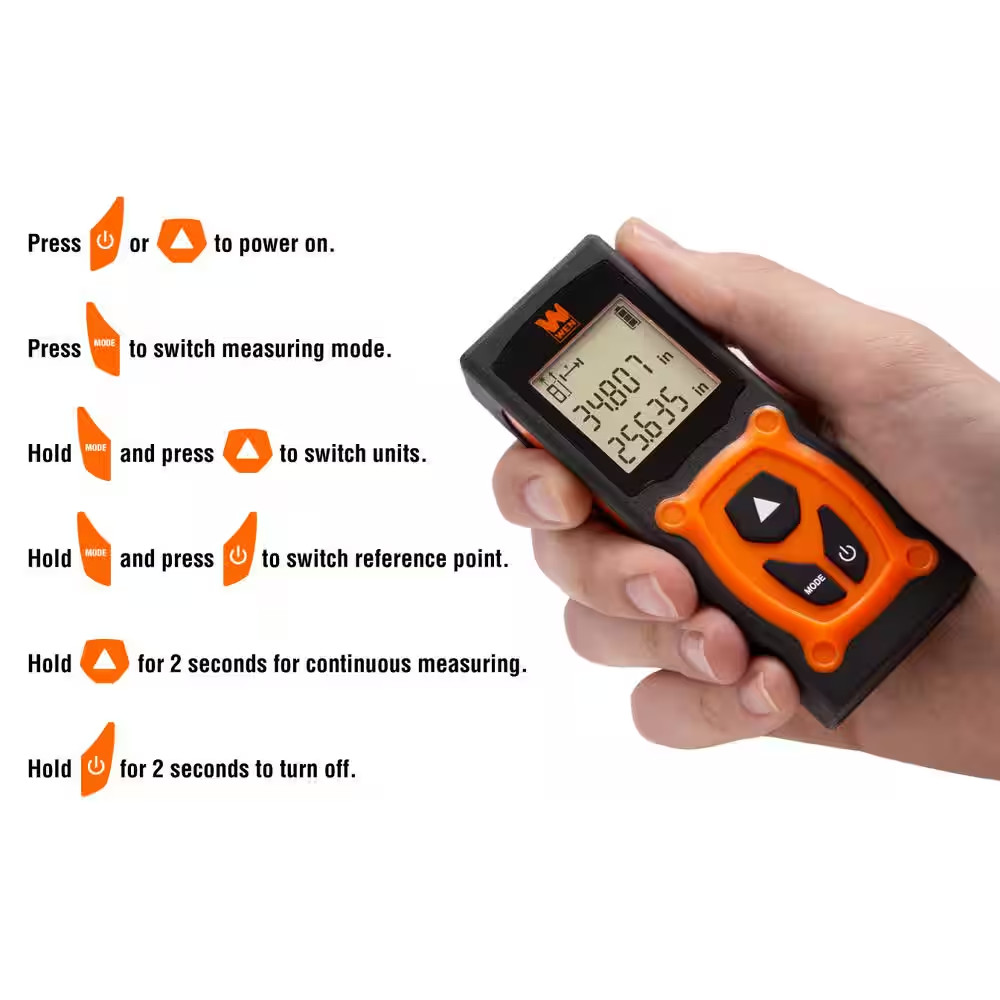 130 Ft. Laser Distance Measure with Backlit Screen