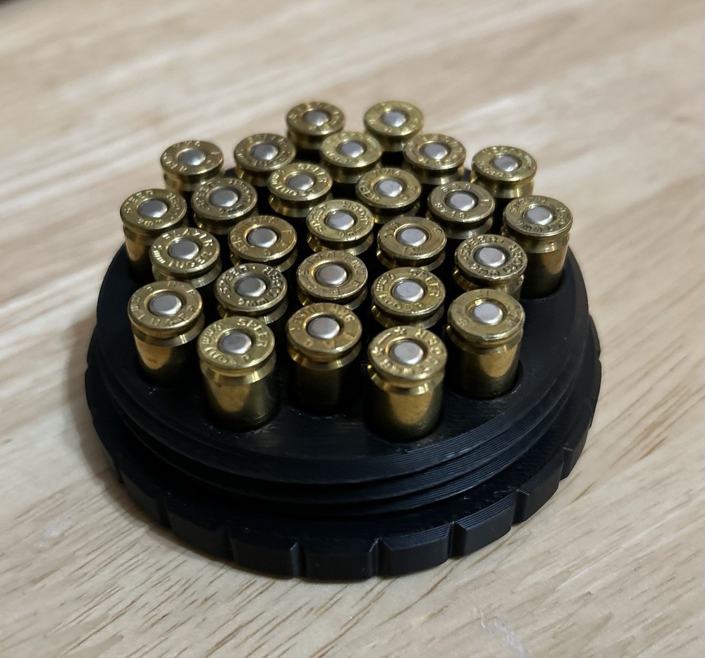 9mm Ammunition Disc Container Frag Pattern 25 Rounds Made In The USA