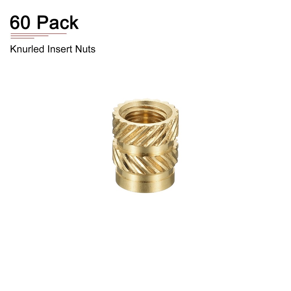60 Pack M5x8mmx7mm Knurled Insert Nuts Good for Plastic Shells