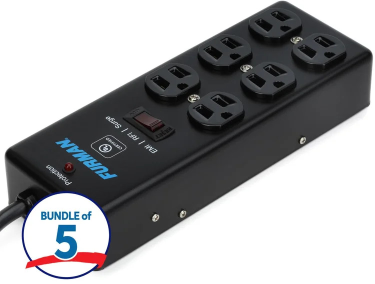 Furman SS-6B 6-outlet Surge Suppressor Strip (5-Pack)