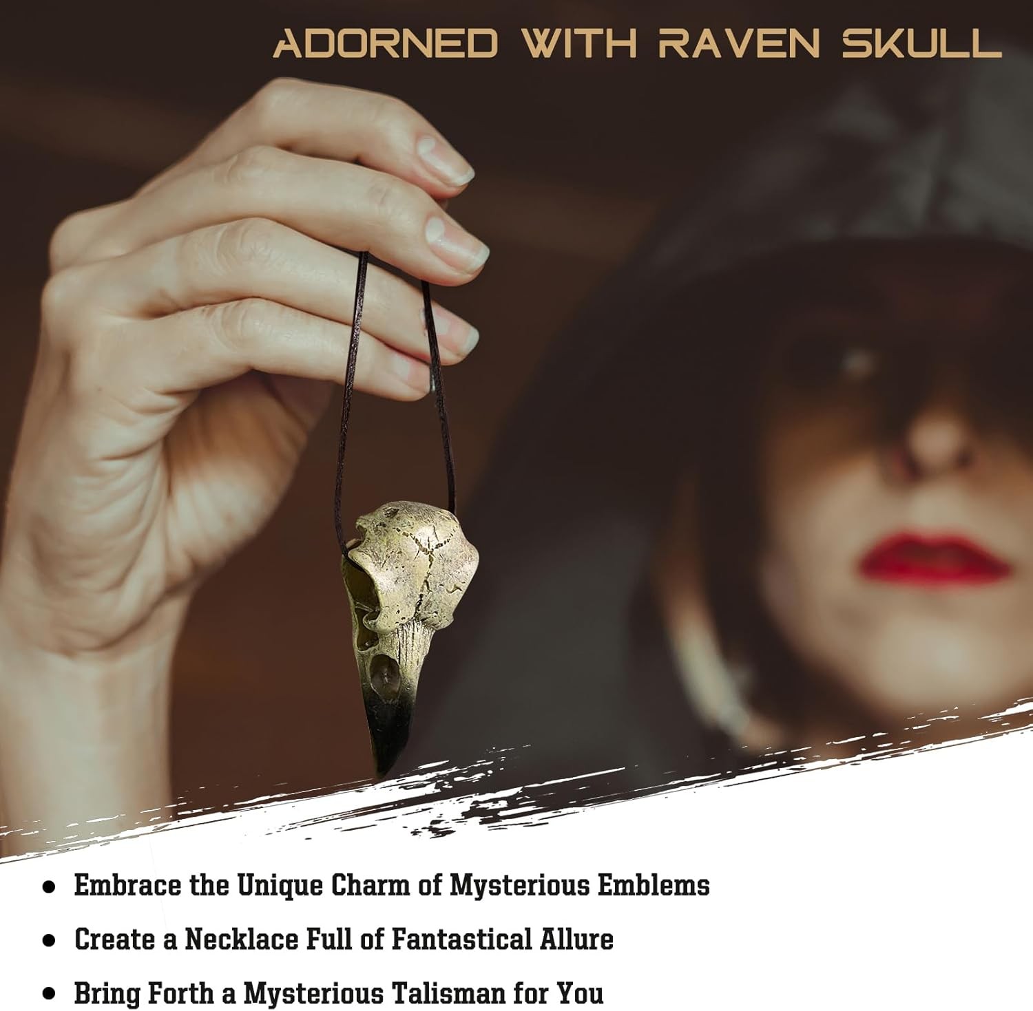 Halloween Raven Skull, Gothic Raven Decor Statue Animal Skull, Fake Bone Decor C