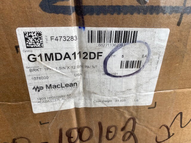 (5 PACK) MACLEAN INDUSTRIES G1MDA112DF Angle Bracket, 12 in