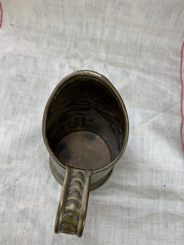 Vintage Hammered MINIATURE COPPER PITCHER w/ Embossed Grape & Vine Pattern