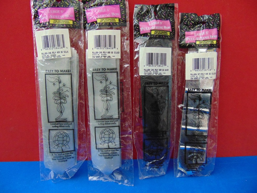 4 Pack Hollywood Ribbon Large 5" Pull String Bow New & Sealed
