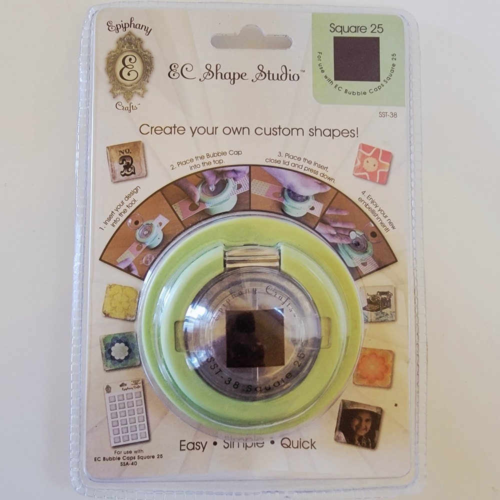 Epiphany Crafts- EC Shape Studio -Square 25-SST-38- Button Tool Punch- New