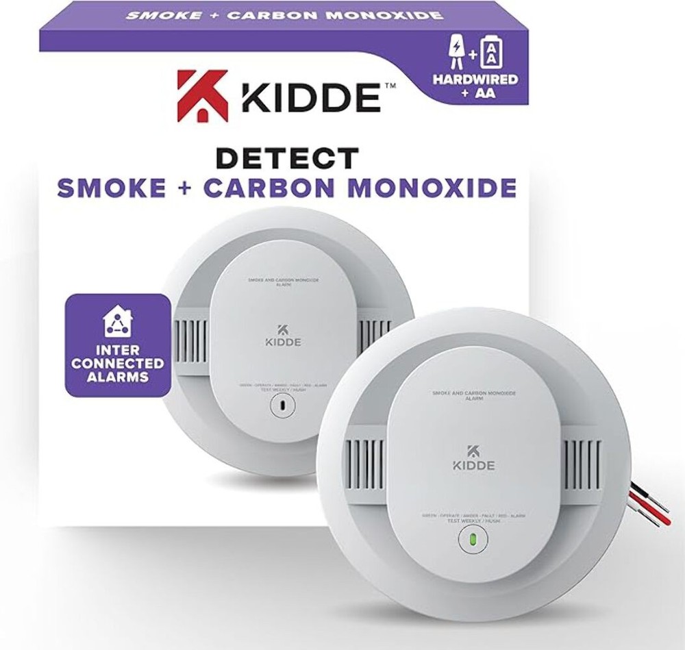Kidde Smoke Detector, AA Battery Powered, LED Warning Light Indicators, 1 Pack,
