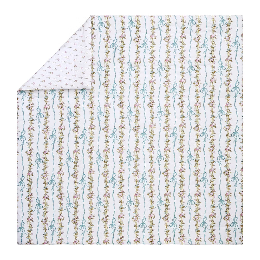 Modern Heirloom 3pc King Bow and Floral Comforter Bedding Set