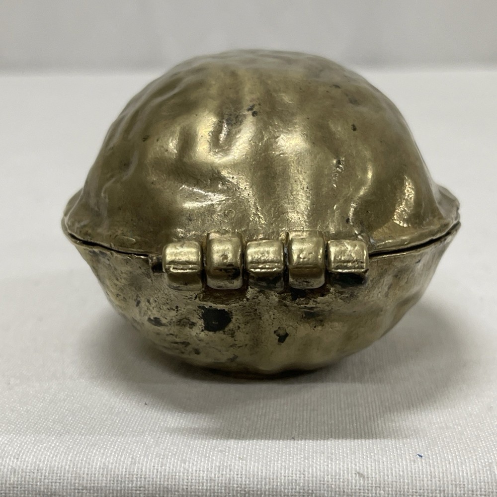 Vintage Solid Heavy Brass Walnut Nutcracker