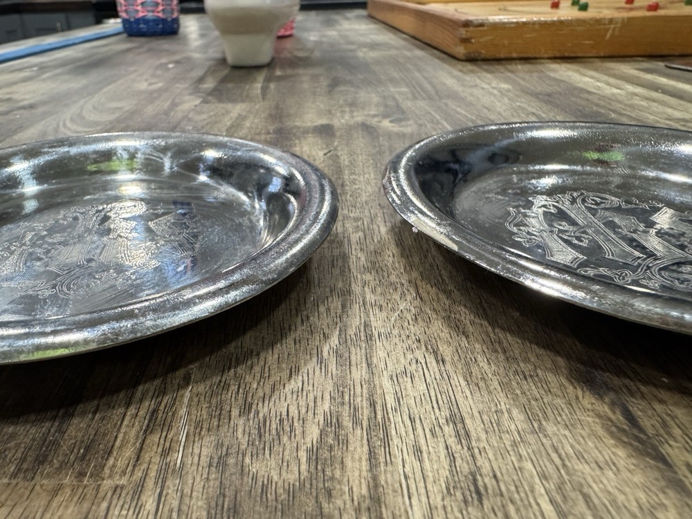 2 Eucharistic Serving Plate Small Silver Plated