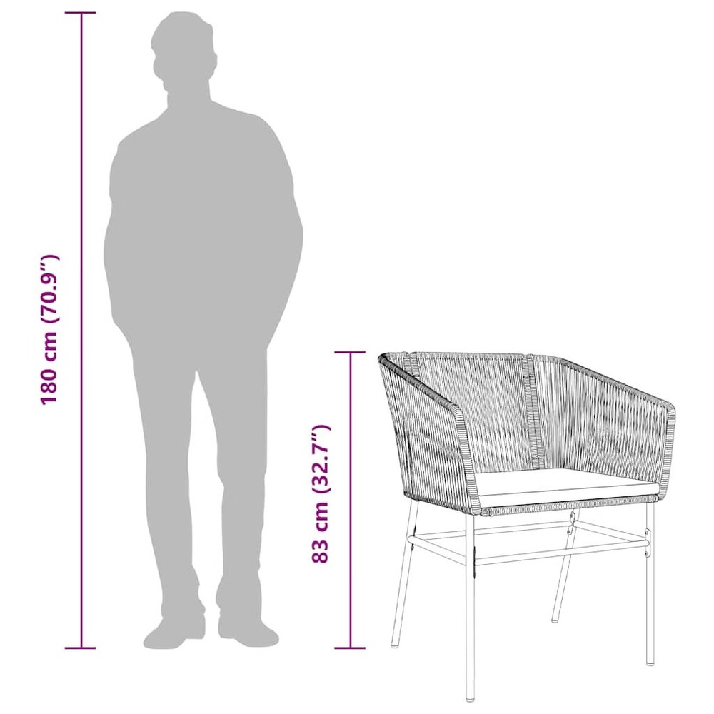 Garden Dining Set Black, Dark Grey