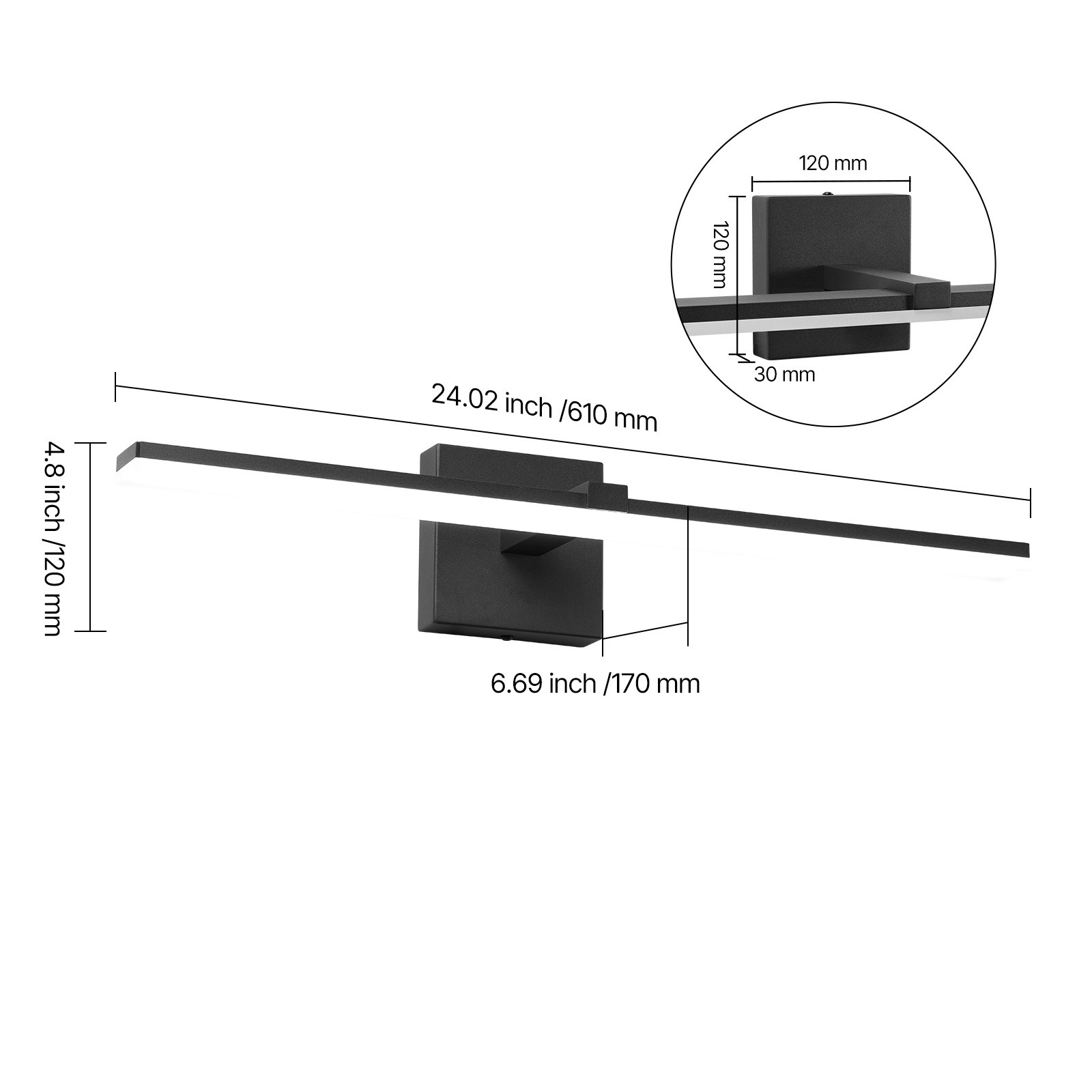 Bathroom Vanity Light Bar 24.02-Inch 18W LED Modern Light Fixture Over Mirror