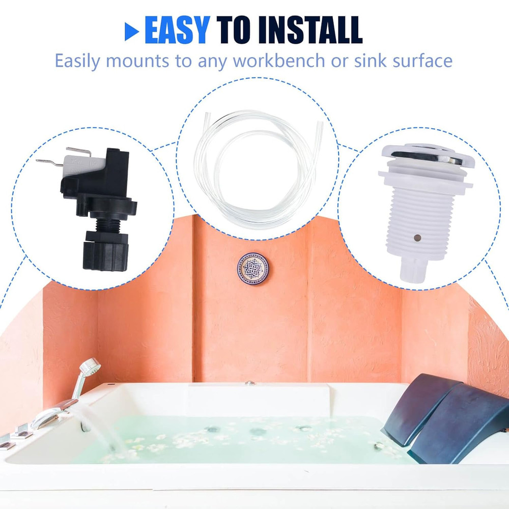 16A on off Push Button Switch Jetted Whirlpool Jet for Bath Tub Spa Garbage (Bla