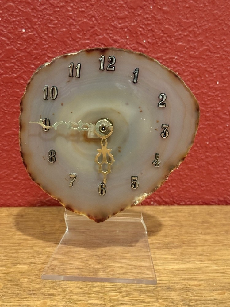 Agate Slice Table Clock For Parts