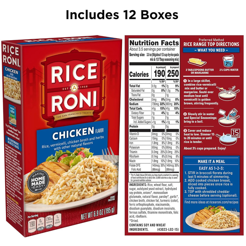 Rice-A-Roni Chicken, 6.9Oz Boxes (12 Pack)