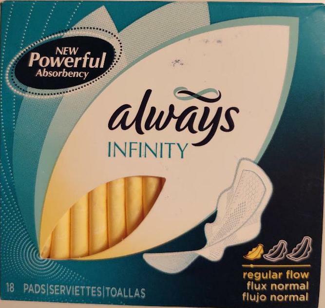 Always Infinity Regular Flow 18 Pads With Wings NEW