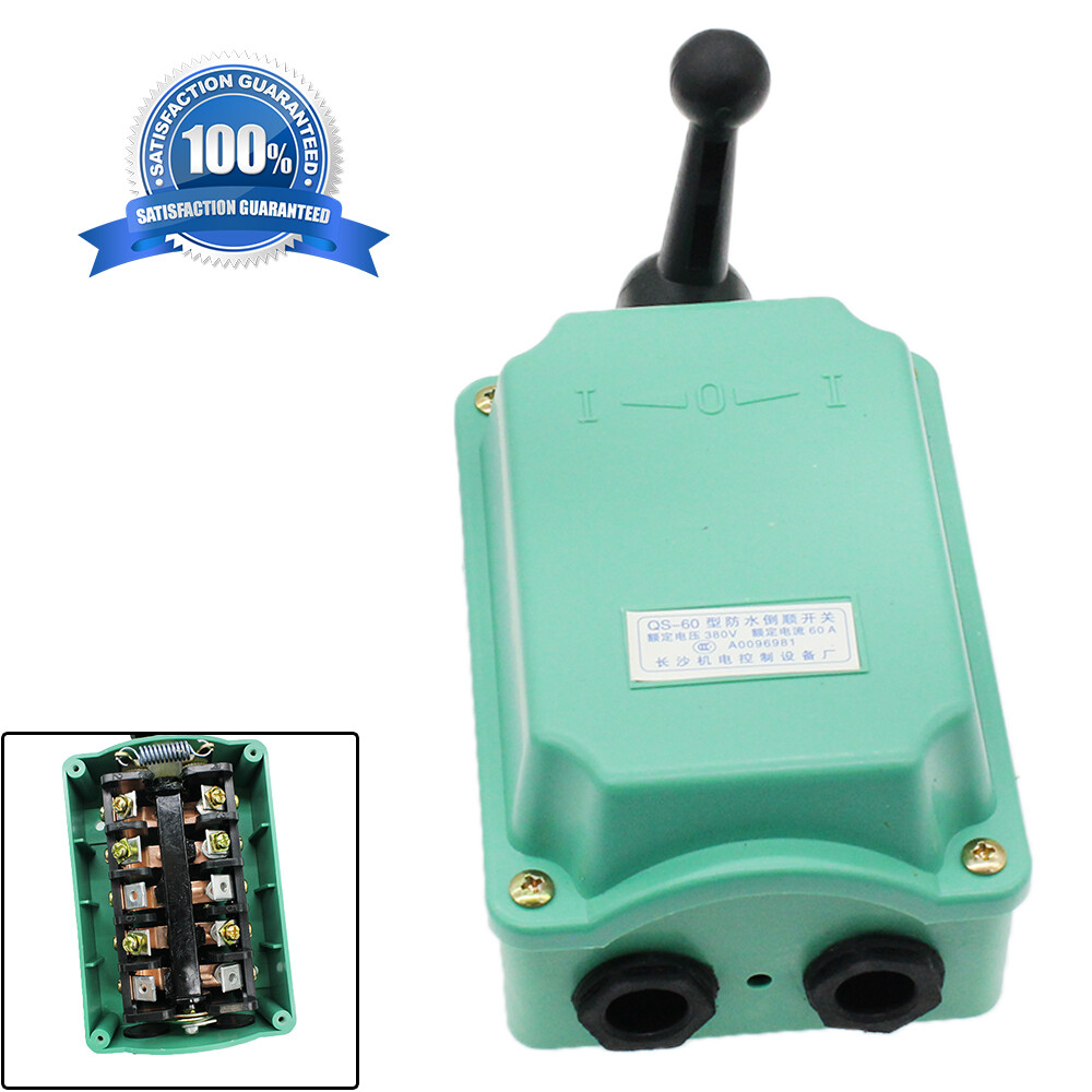 60A Green Drum Switch Forward/Off/Reverse Motor Control RainProof Reversing NEW