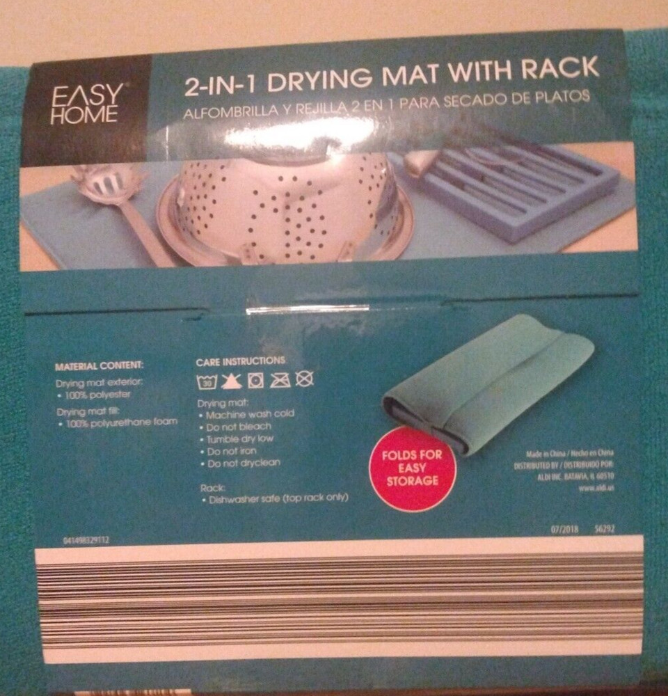 Easy Home 2 In 1 Blue Drying Mat With Rack