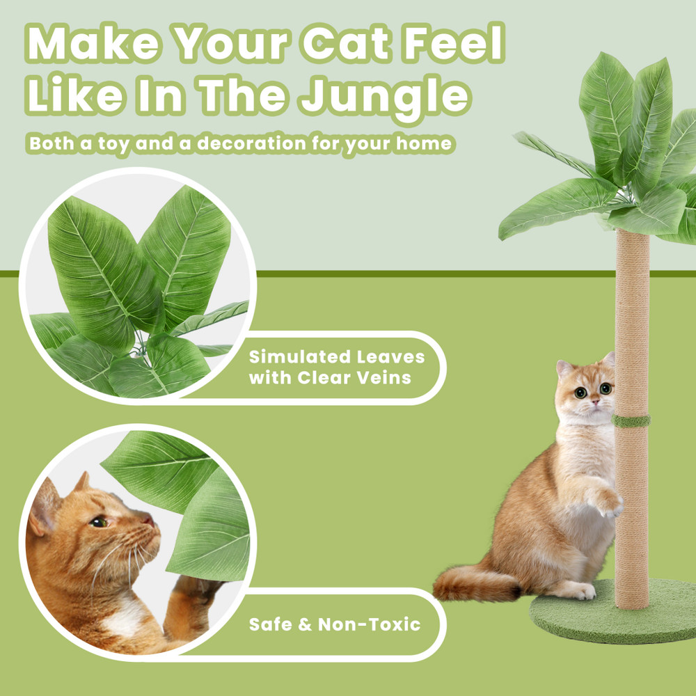 Cat Scratching Post, 33 Cat Scratcher Tall Scratching Posts With Dangling Ball