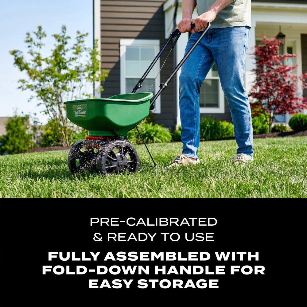 Turf Builder Edgeguard Mini Broadcast Spreader for Grass Seed, Fertilize