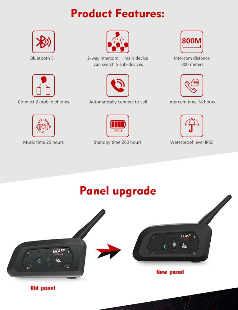 1200M Outdoor Sport Soccer Referee Bluetooth Intercom Interphone Headset 6 Users