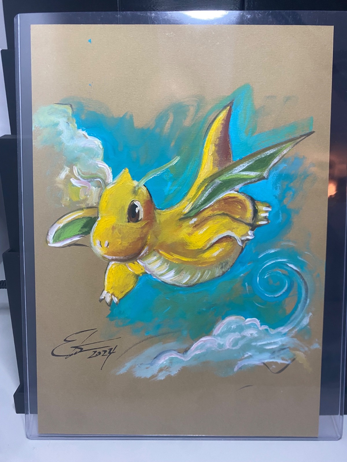Dragonite Pokémon Original Art 8x12 — Esteban Salinas Deviant Apple — Signed