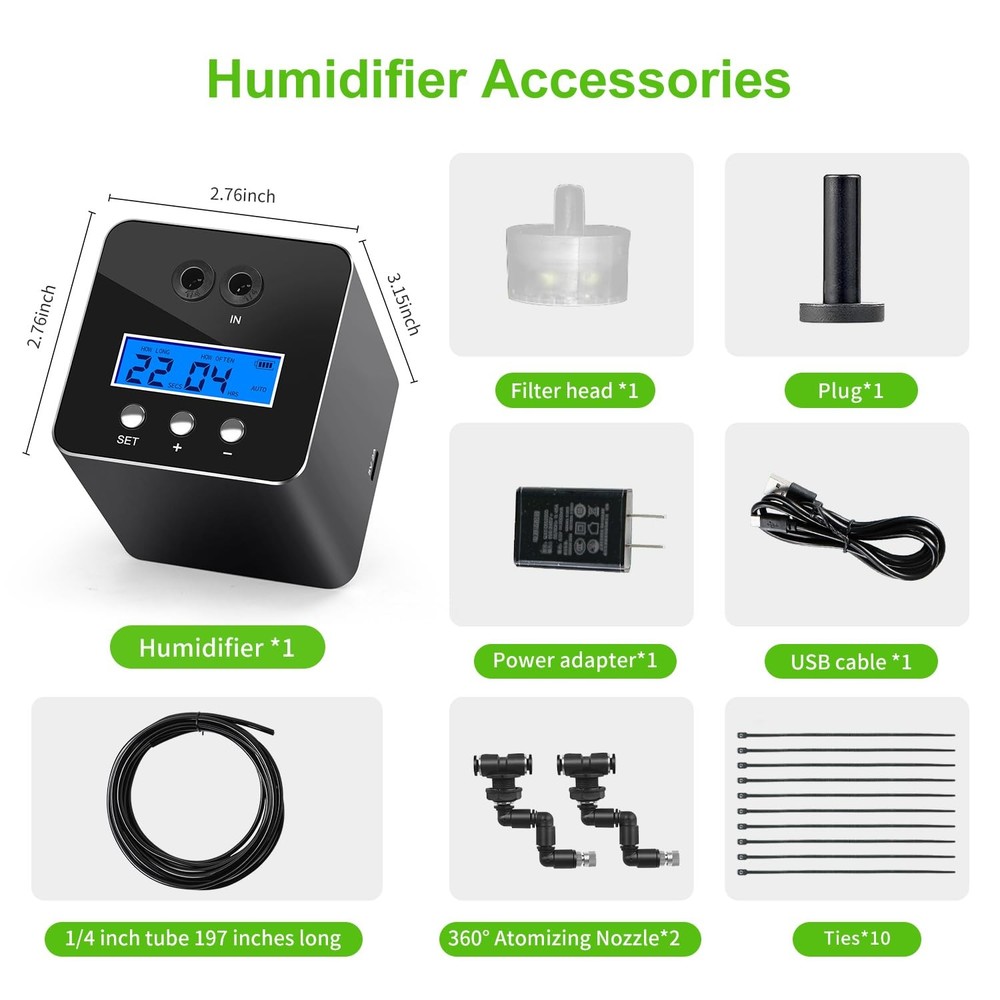 reptile humidifier, LCD with timing function, time length and interval can be...