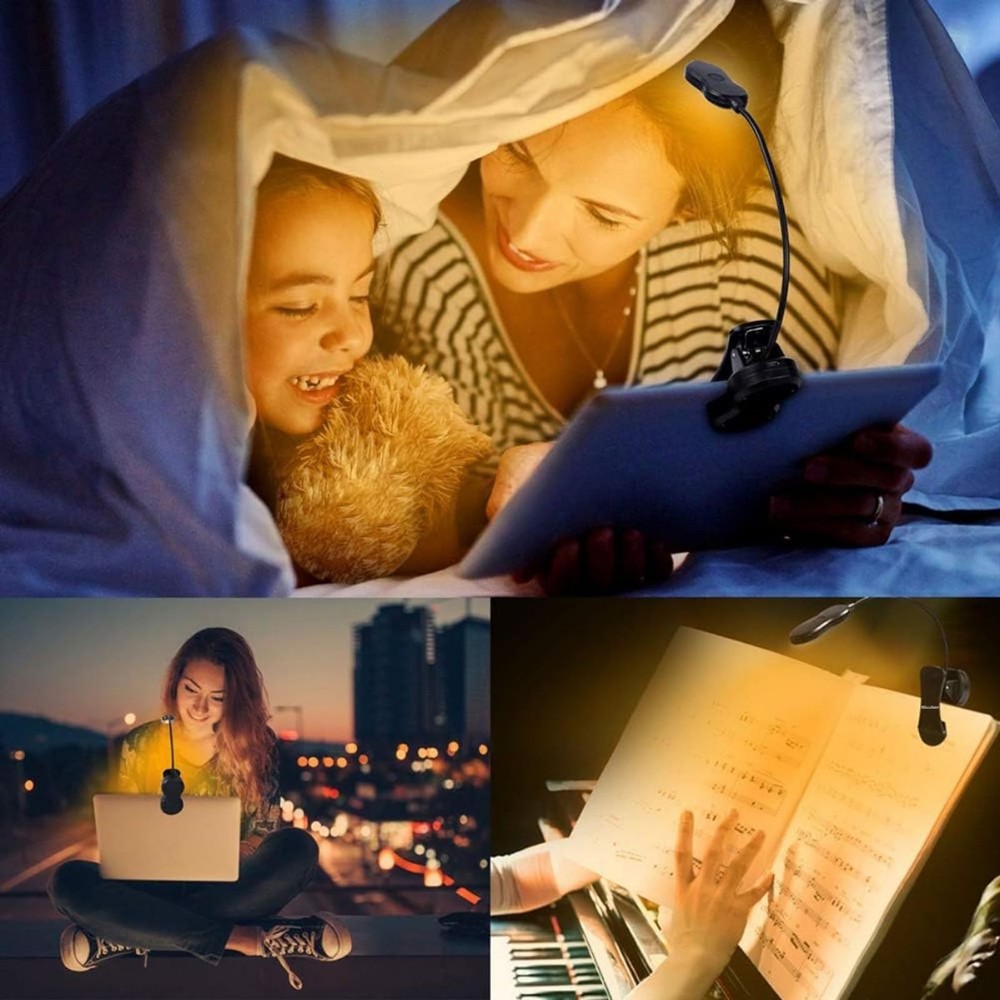 Amber Book Light, Rechargeable Blue Light Blocking Reading Light, Clip on Boo...