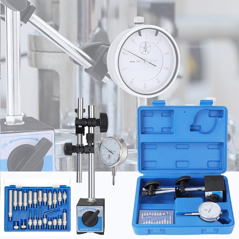 Dial Indicator with Magnetic Base 0.001"Precision Gauge Test Indicator Point Set