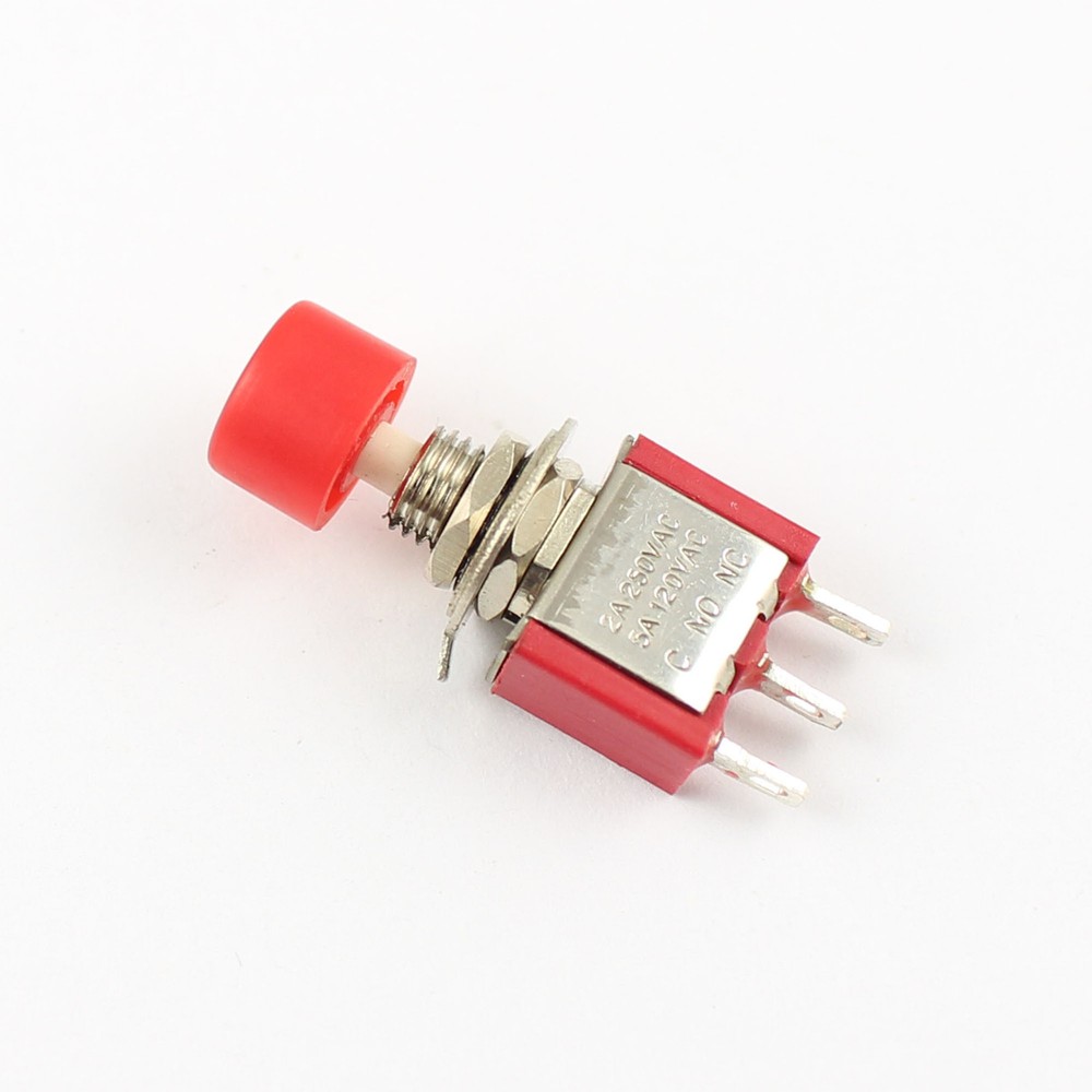 10Pcs Momentary Red Push Button Switch 3Pin SPDT