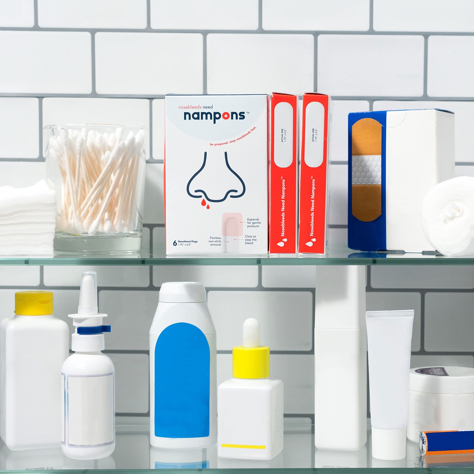 Nampons Nosebleed Plugs - 24 Ct with Clotting Agent, Fast Relief, Medical Grade