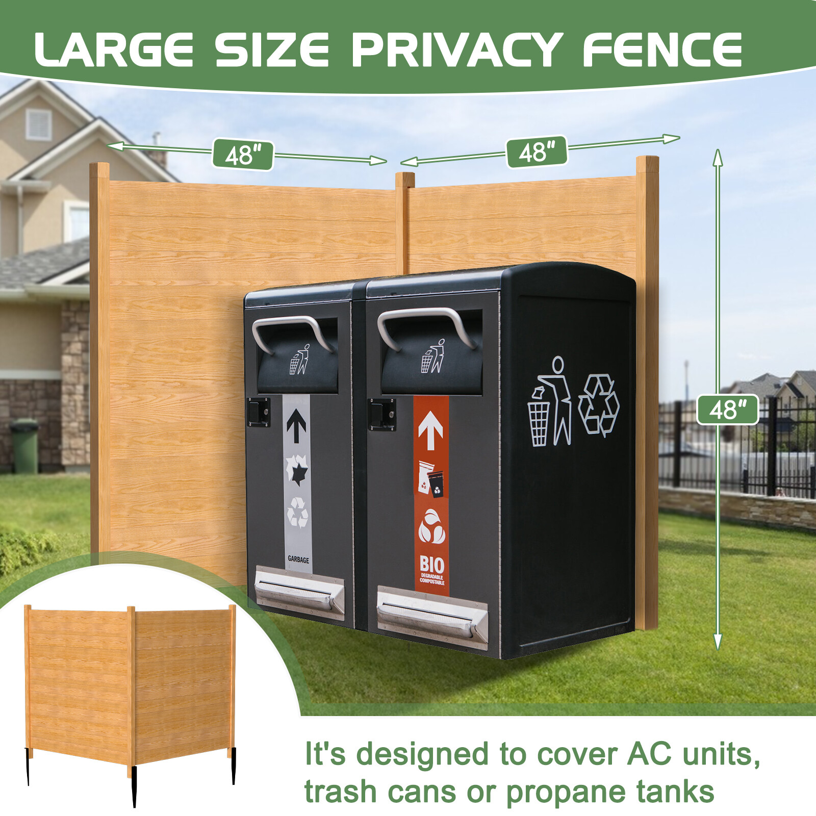 Panel de madera para cerramiento de aire acondicionado de 48 x 48，2 tablas