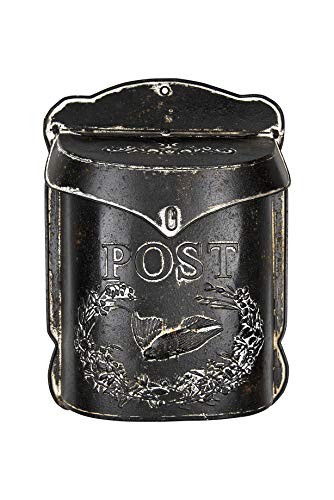Embossed Tin Letter Post Box, 10" x 15.5" Black
