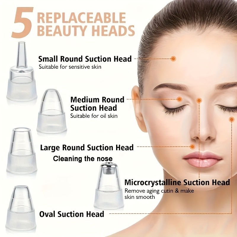 Electric Blackhead Remover - Multi-Head for Facial Deep Cleaning